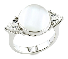 Moonstone and Danburite Silver Ring